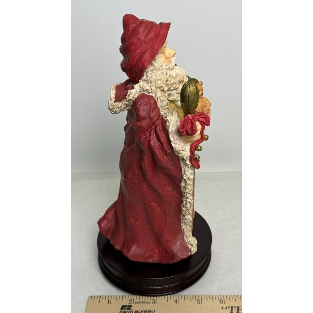 Vtg Musical Santa Figurine Wooden Base 12" Tall O Tannenbaum Wind Up Red Cape - Picture 13 of 16